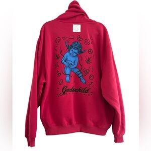 Genuine "Godschild" Unisex Graphic Hoodie - Fuchsia Pink Streetwear - Size 2XL